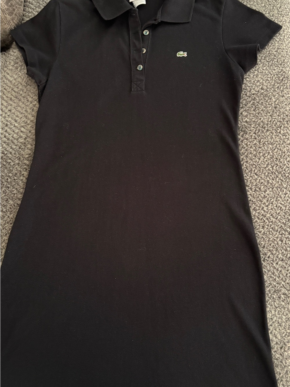 Lacoste Women's Slim Fit Polo Dress Black Cotton Piqué Size 46 US XL